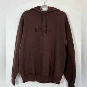 Unisex Streetwear Fortheleaux Chocolate Brown Silk Satin Lined Hoodie Sweatshirt